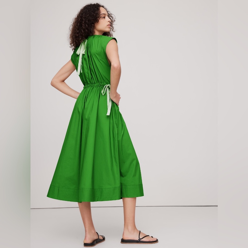BANANA REPUBLIC POPLIN TIE-WAIST MIDI DRESS - Picture 2 of 11